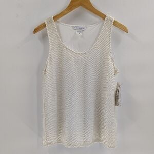 Peter Nygard cream with gold mesh sleeveless blouse size medium lined